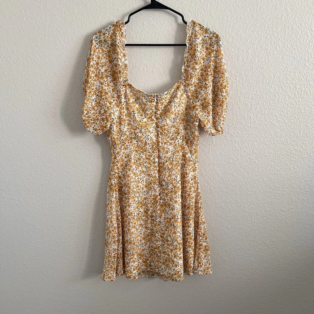 Missguided Sz 6 Dress Puff Sleeve Empire Waist Floral Mini Milkmaid Cottagecore - Picture 5 of 7